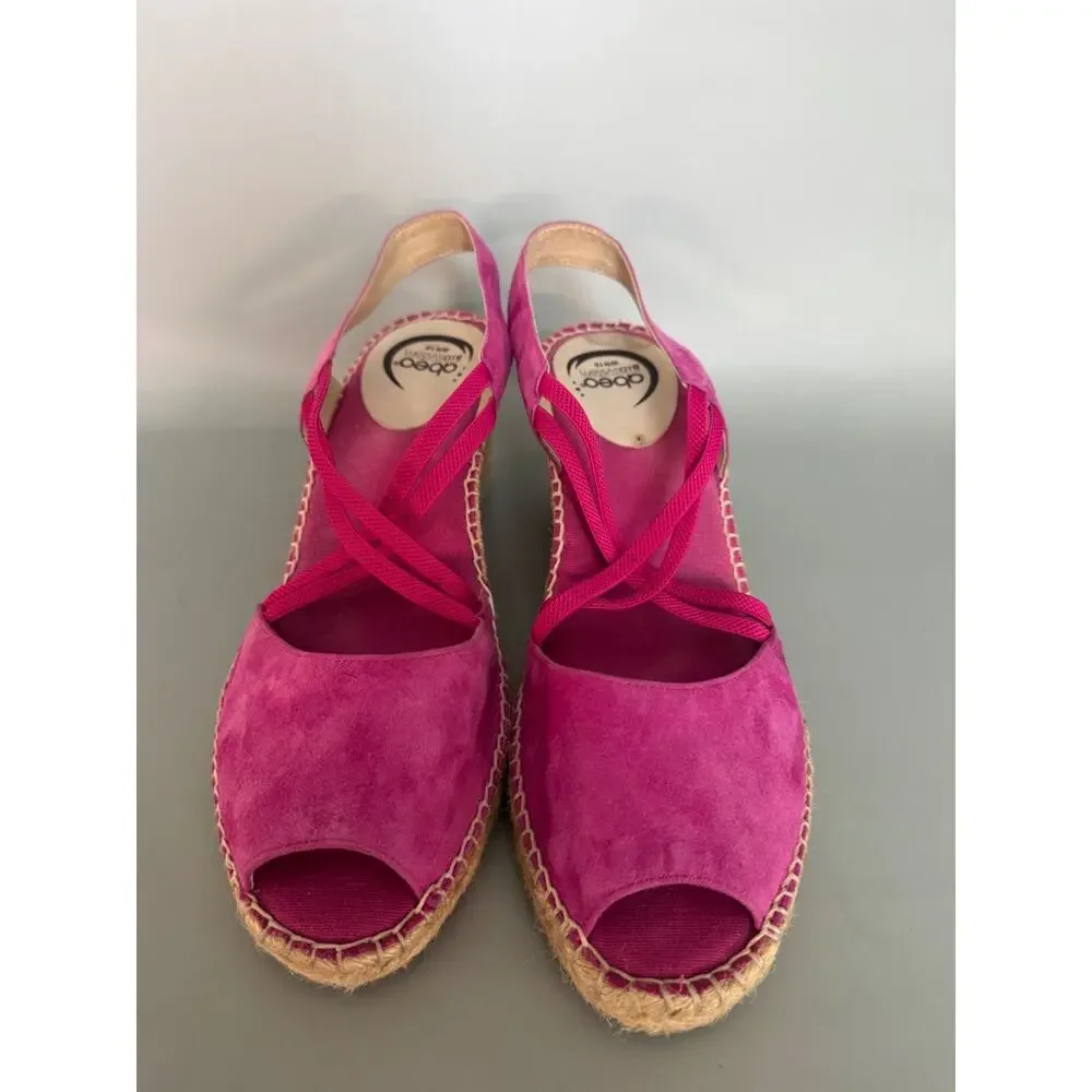 ABEO B.I.O Systems Delano Espadrille Wedge Suede Sandals in Fuchsia Size 10 (B)